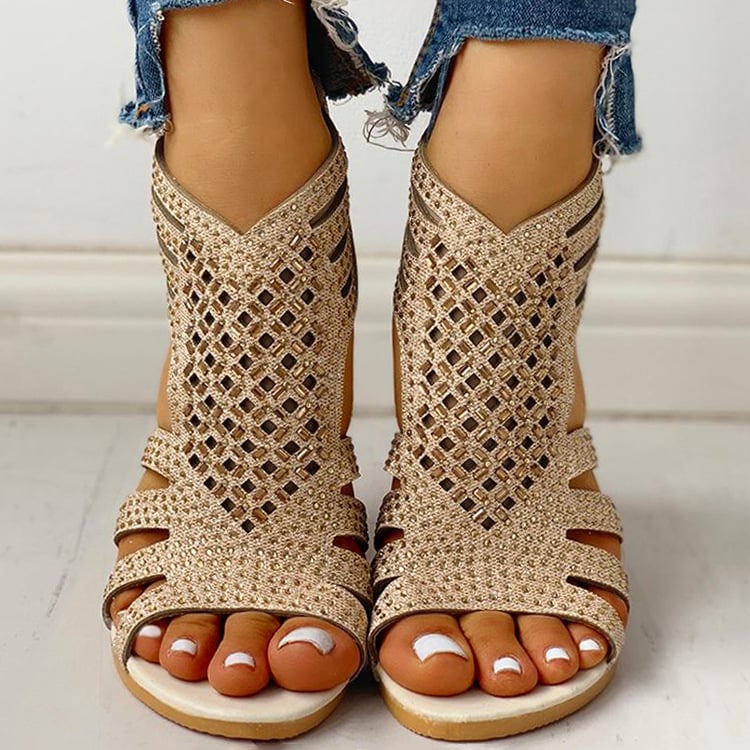 Elegant Roman Rhinestone Sandals