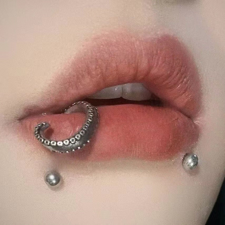 Titanium Squid Tentacle Lip Ring