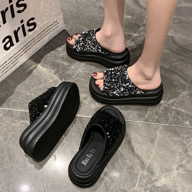 Elegant Sequin Slide Sandals