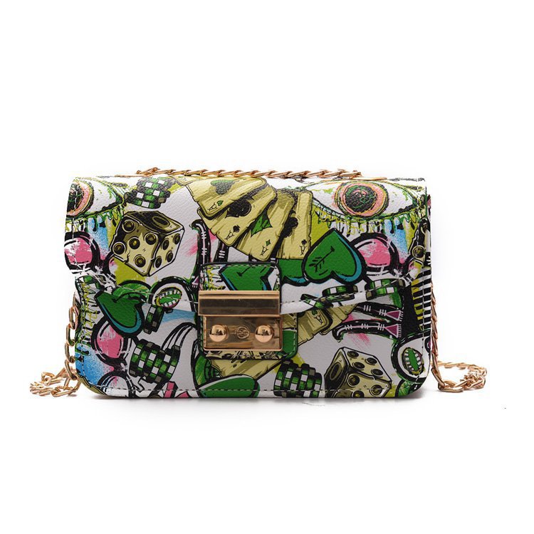 Trendy Printed Mini Crossbody Bag with Chain Strap