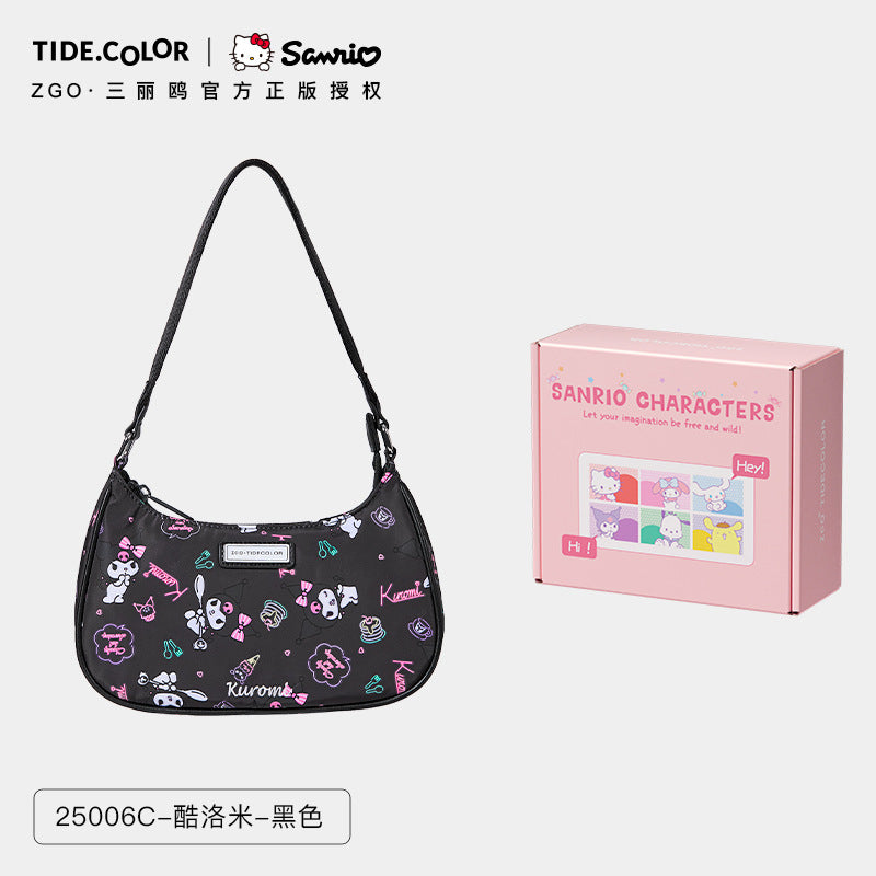 ZGO Kuromi Nylon Shoulder Bag for Girls and Students
