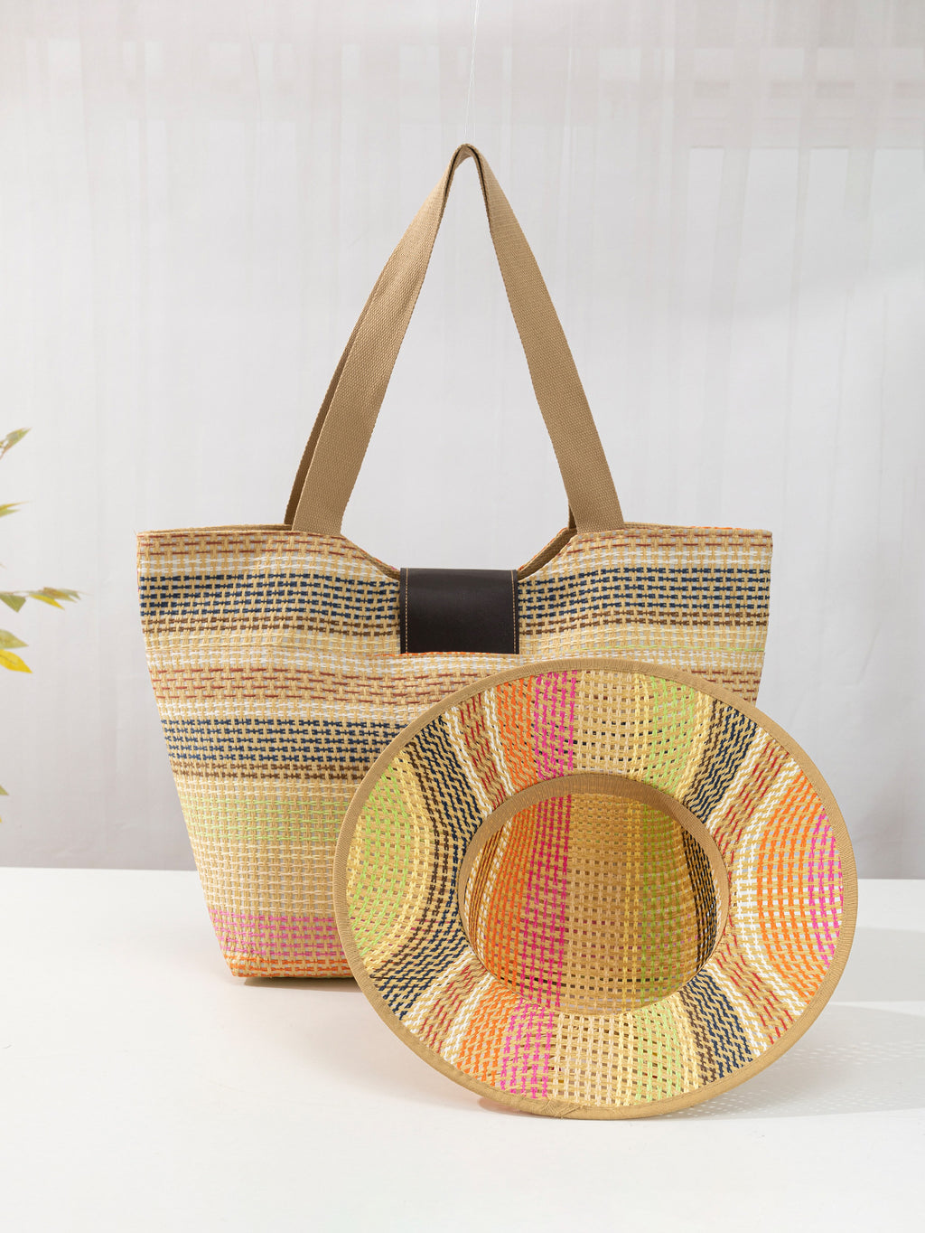 Fashionable Color-block Paper Bag for Women (Large)