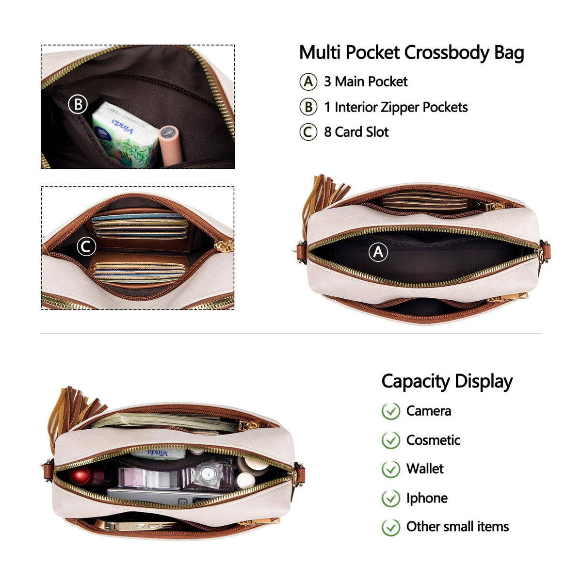 Elegant Multitask Leather Crossbody