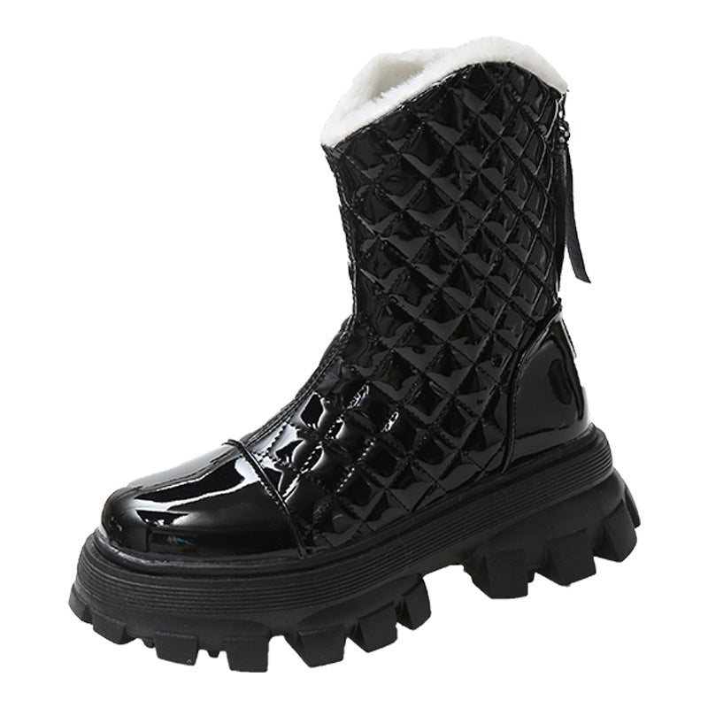 Elegant Low-Heel Velvet Boots