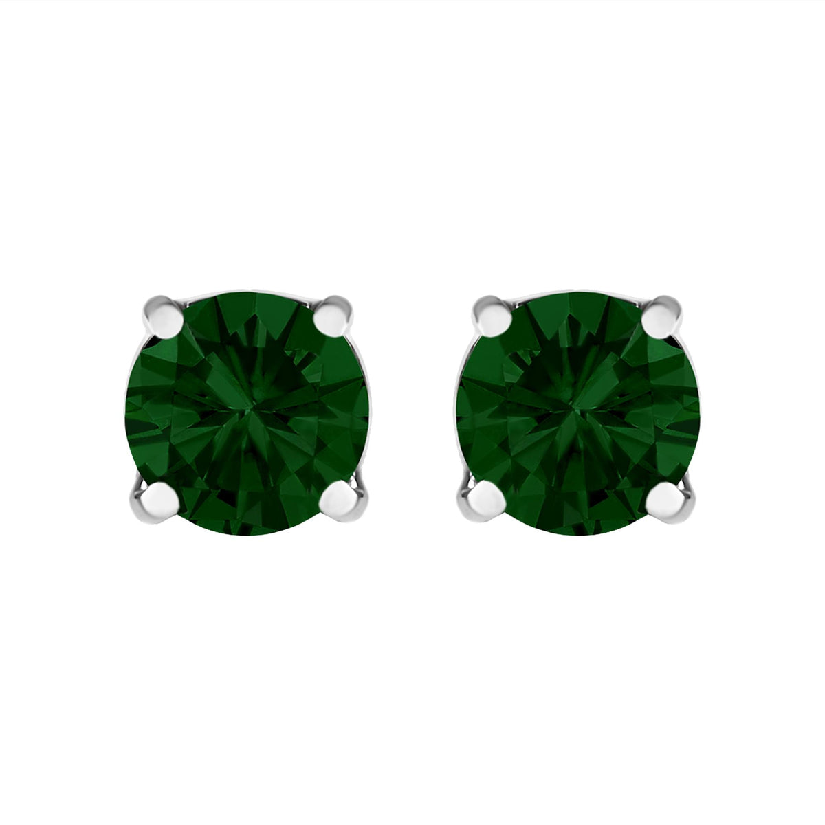 14K Gold Lab Grown Green Diamond Solitaire Stud Earrings