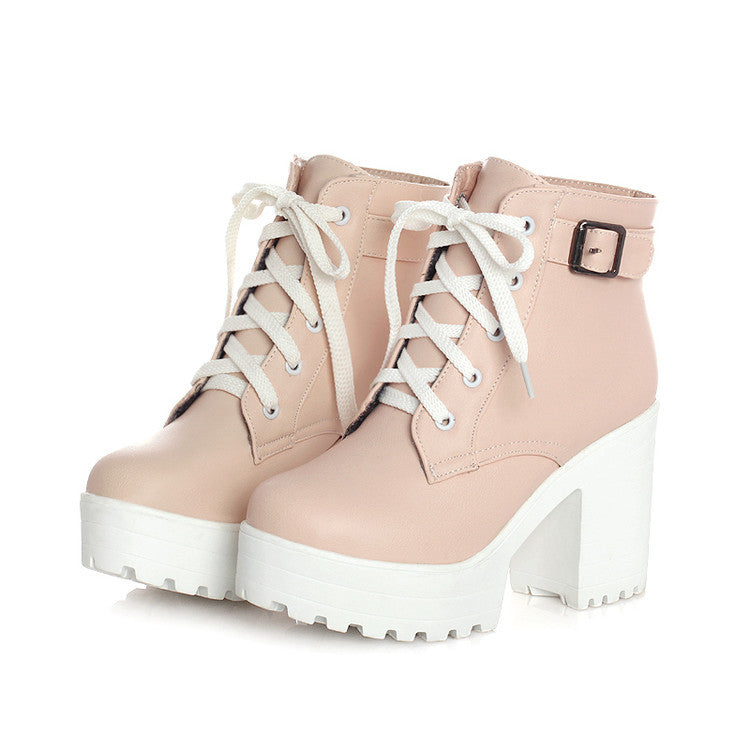 Long Lace-Up Chunky Heel Martin Boots