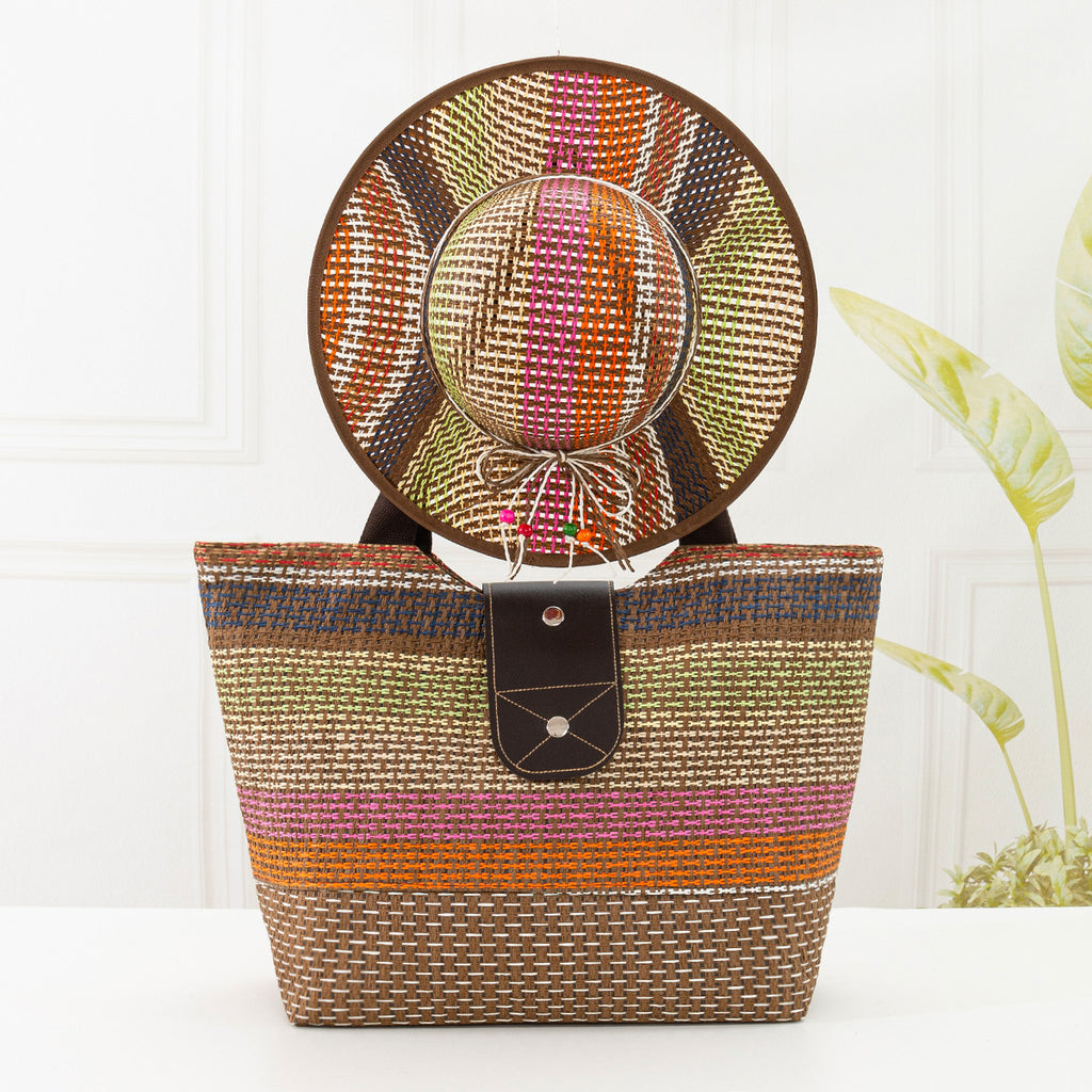 Fashionable Color-block Paper Bag for Women (Large)