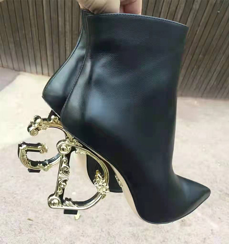 Elegant Cowhide Ankle Boots
