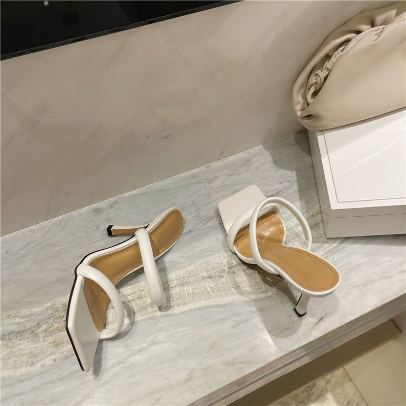 Chic Square-Toe Stiletto Sandals