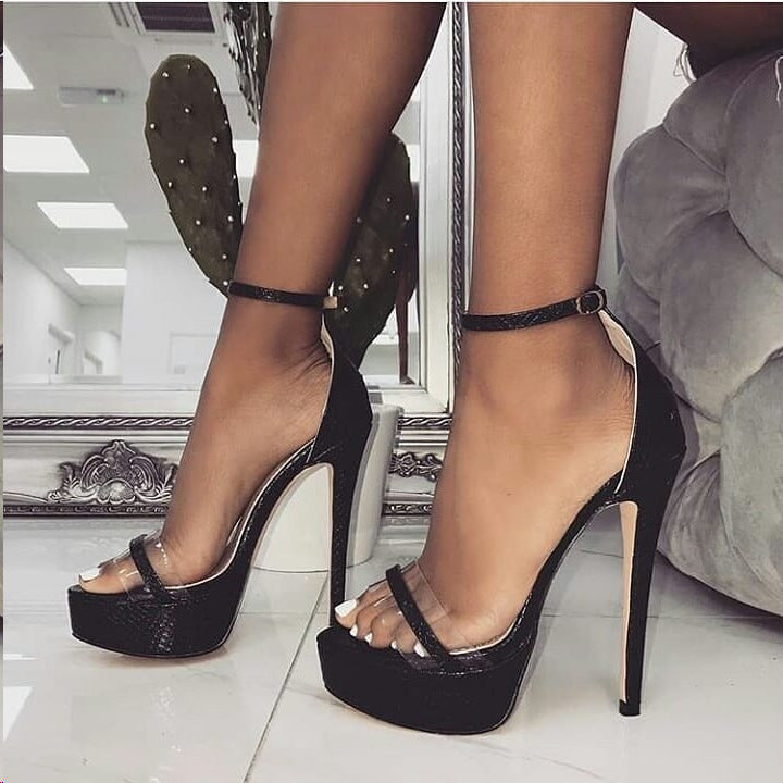Elegant Crocodile Texture Waterproof Heels