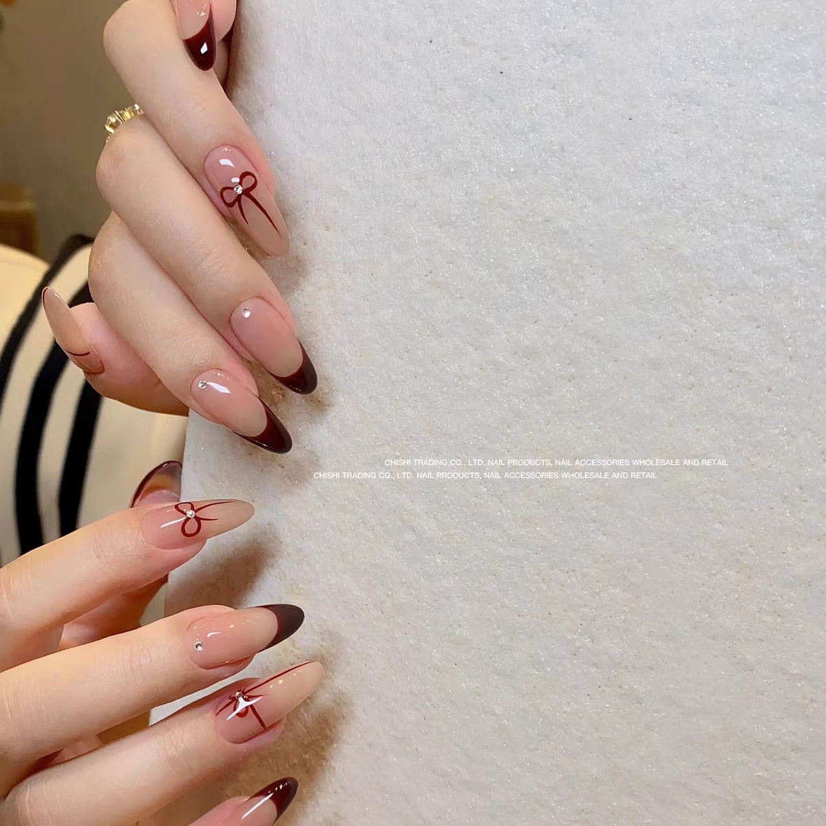 New Crystal Bow Nail Stickers with Elegant Lines