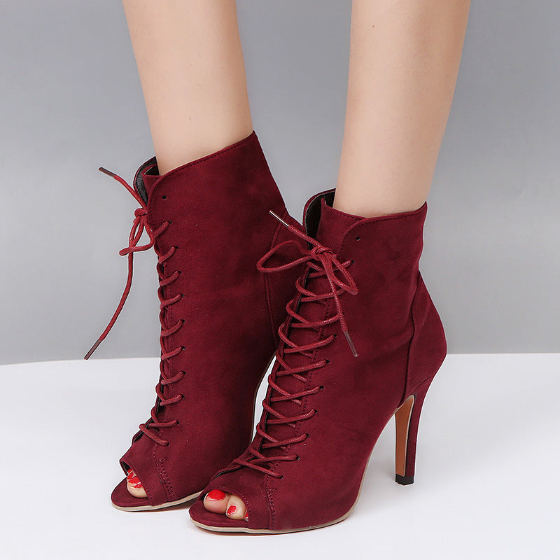 Elegant Suede Lace-Up Stilettos