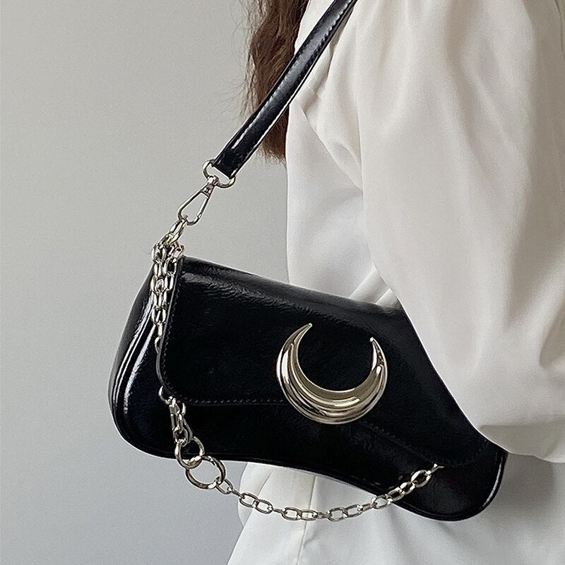 Niche Women's Moon Lock Underarm Shoulder Bag Tote