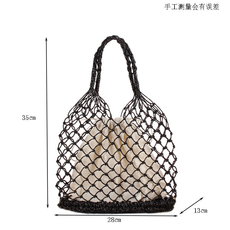 New Ins Solid Color Hand-Crocheted Tote Bag