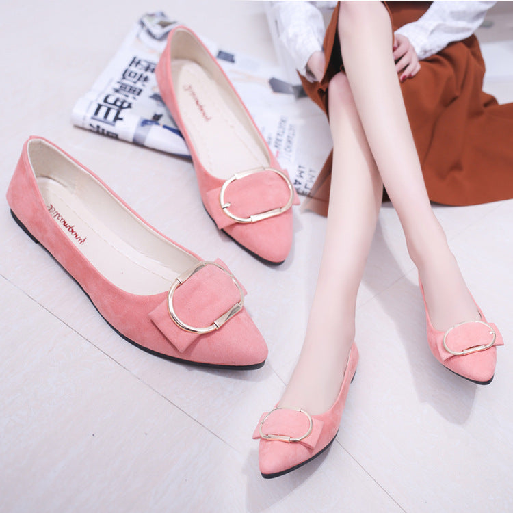 Korean Style Pointed Flat Shoes with Buckle (Comfortable)