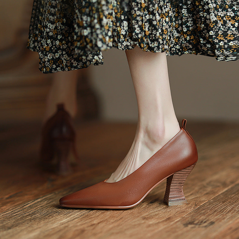 All-Season Retro Leather Heels