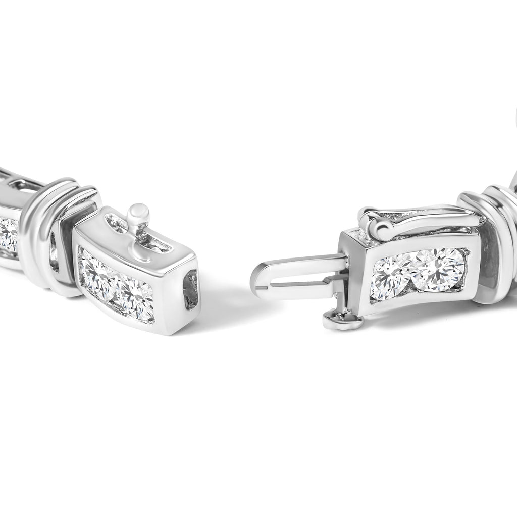 14K White Gold 6 3/4 Cttw Diamond 4 Stone Link Bracelet (H-I Color, I1-I2 Clarity) - 7" Inches