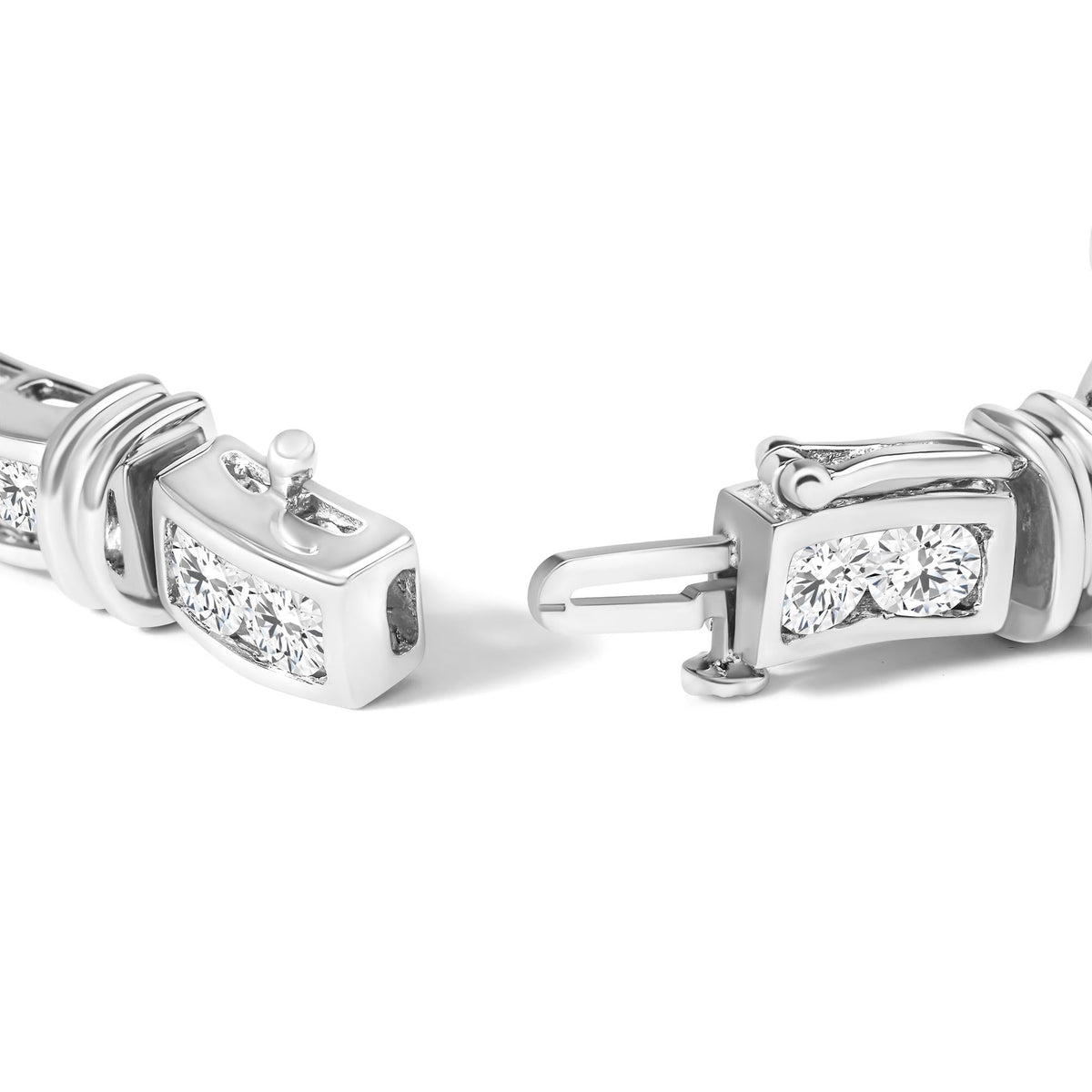 14K White Gold 6 3/4 Cttw Diamond 4 Stone Link Bracelet (H-I Color, I1-I2 Clarity) - 7" Inches