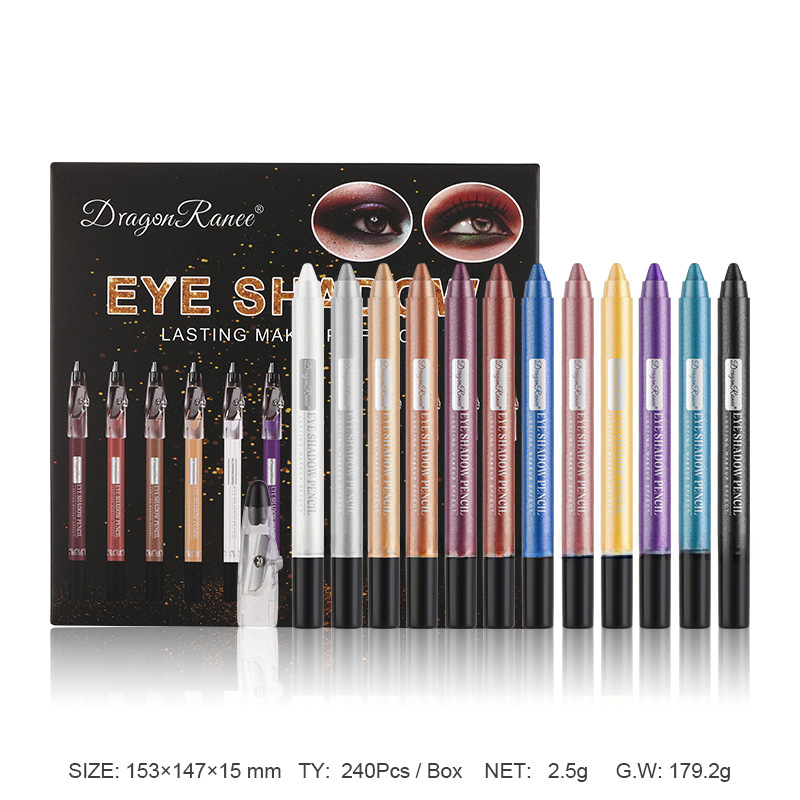 12-Piece Cross-Border Eyeshadow Pencil Set with Sharpener