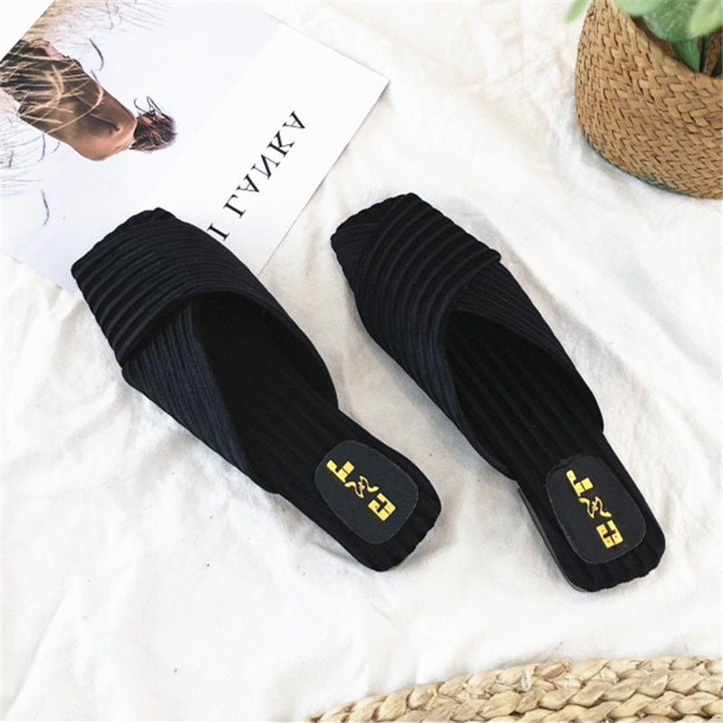Korean Fashion Summer Low Heel Sandals and Slippers