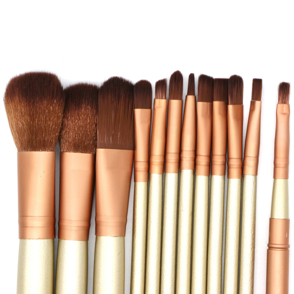 Golden Elegance 12-Piece Makeup Brush Set