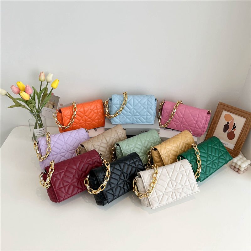 Women's PU Leather Rectangular Diamond Jacquard Bag