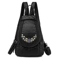Luxury Embroidered Solid Color Soft Backpack for Women