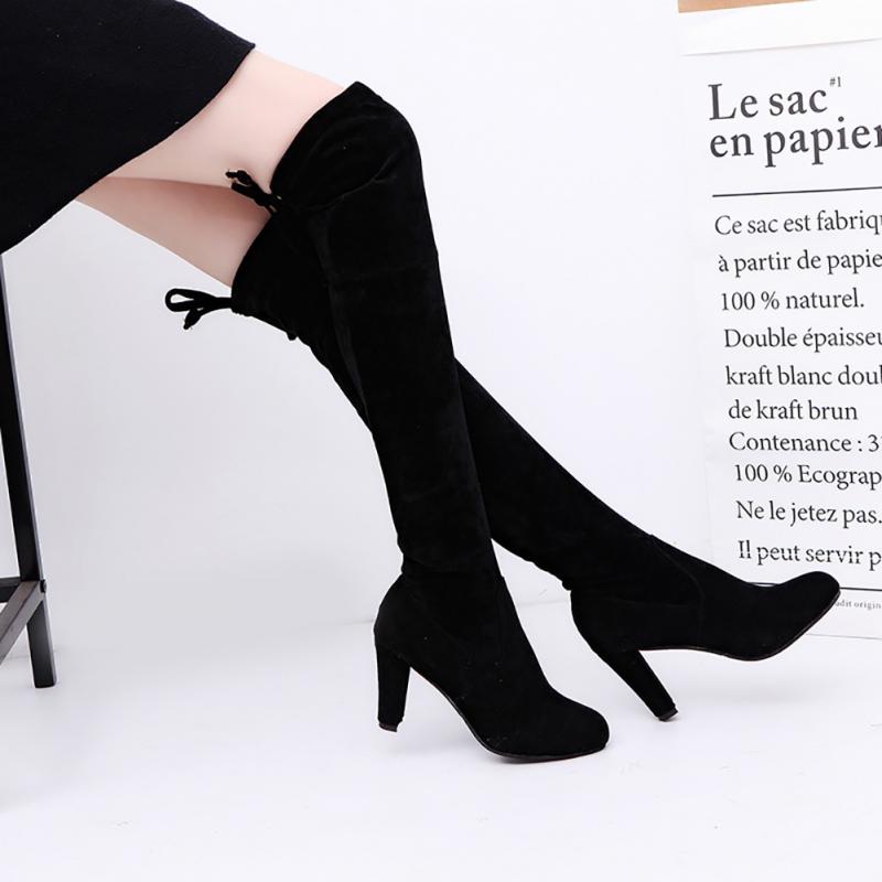 Pointed Toe Women's Knee-High Chunky Heel Boots