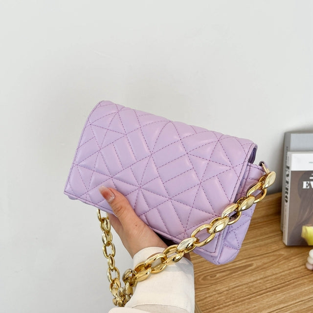 Women's PU Leather Rectangular Diamond Jacquard Bag