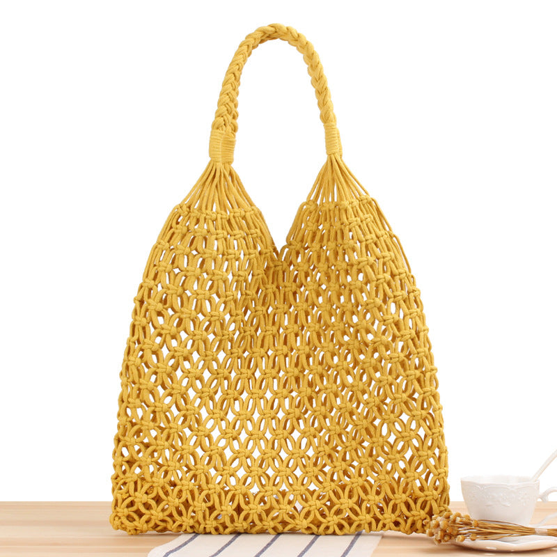 New Trendy Solid Color Woven Shoulder Bag for Women