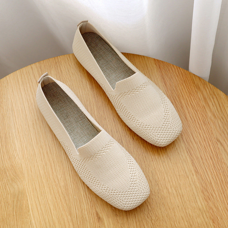 Plus Size Knitted Flat Shoes for Women (Spring/Fall)