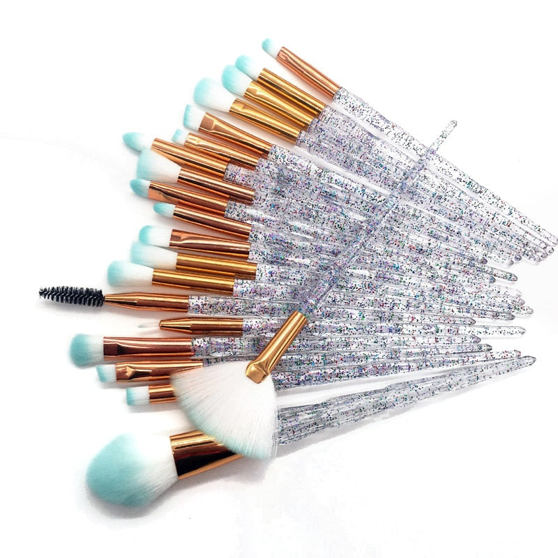 Elegant Diamond 20-Piece Makeup Brush Collection