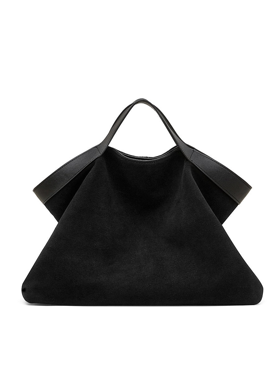 Suede Genuine Leather Structured Tote Bag