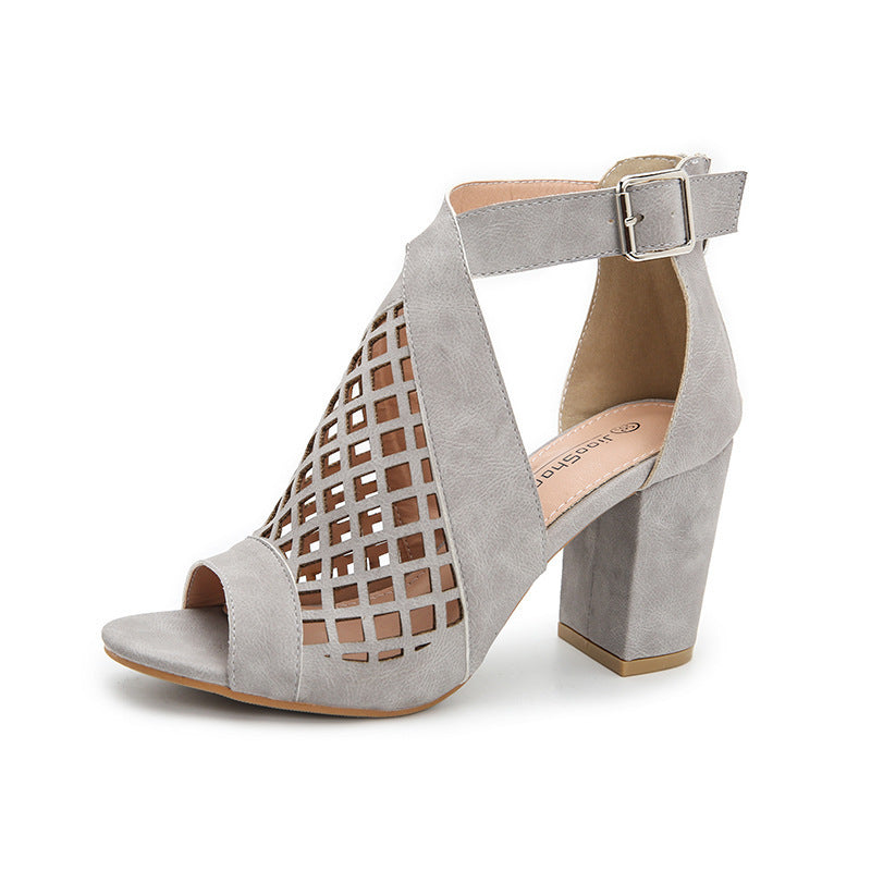 Elegant Buckled Roman Heels for Women