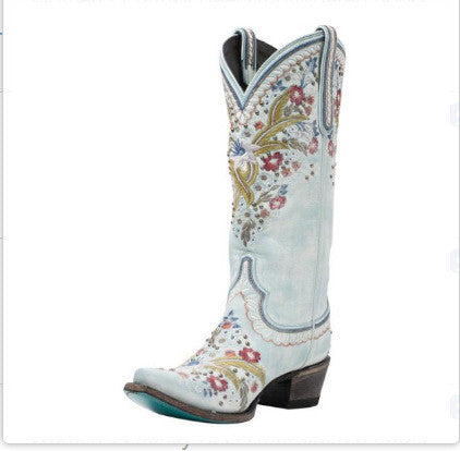 Mid-Heel Ethnic Embroidered Women's Boots