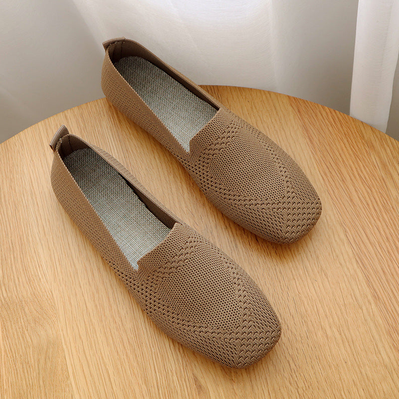 Plus Size Knitted Flat Shoes for Women (Spring/Fall)
