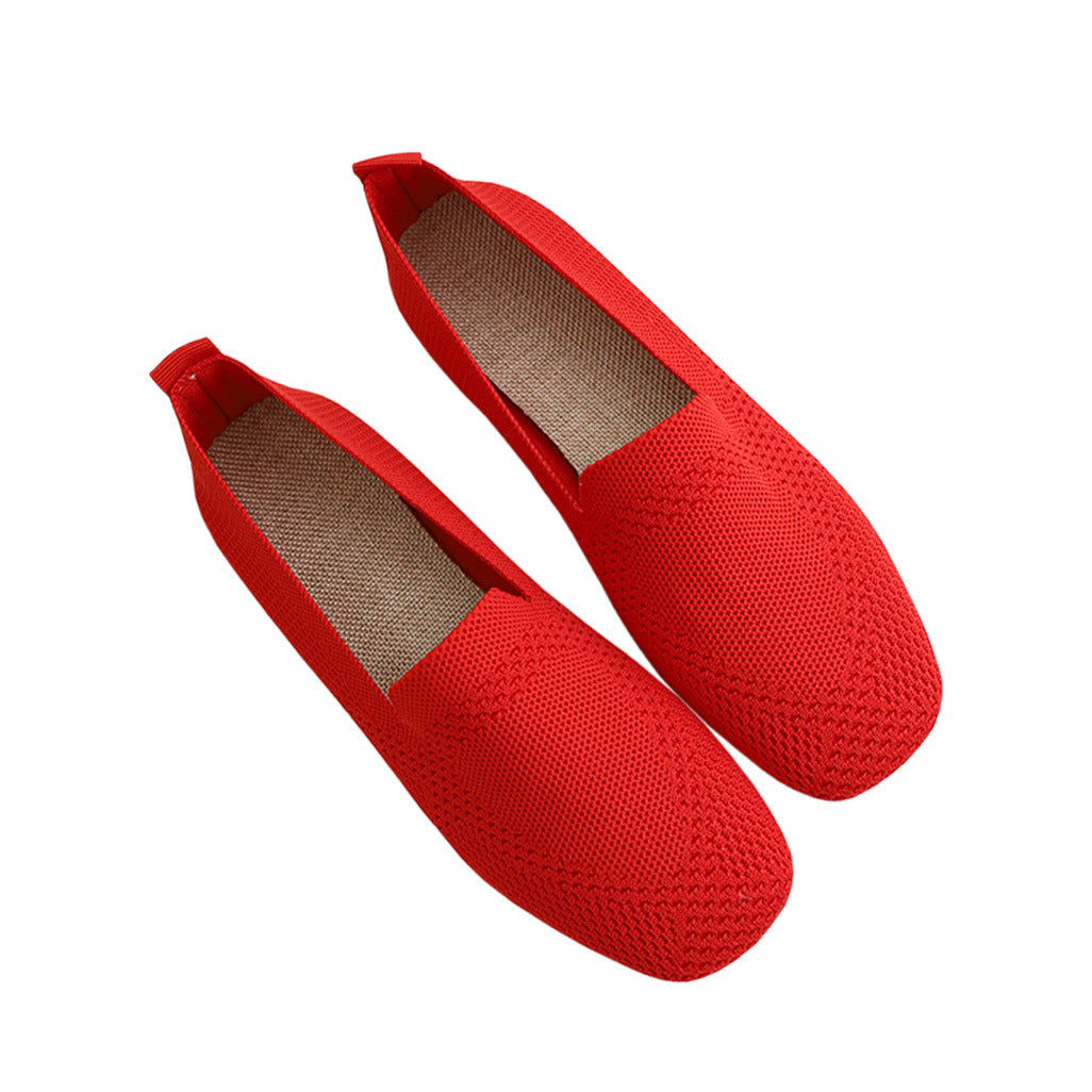 Plus Size Knitted Flat Shoes for Women (Spring/Fall)
