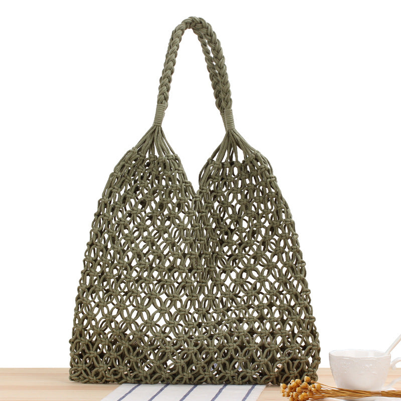 New Trendy Solid Color Woven Shoulder Bag for Women