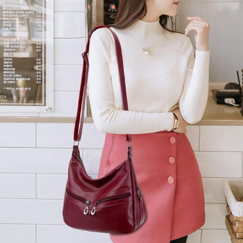 Women Hobos Handbag Brand Fashion Zipper PU Leather Shoulder Bag Elegant Ladies Messenger Bag Female Totes Shopping Bags