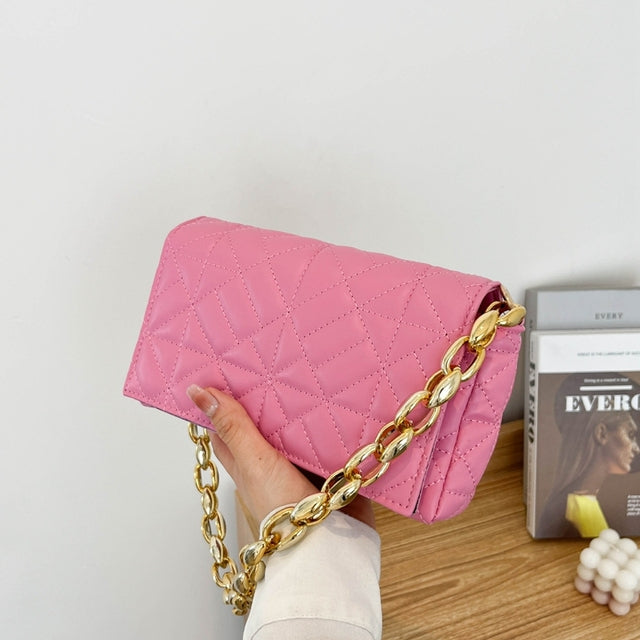 Women's PU Leather Rectangular Diamond Jacquard Bag
