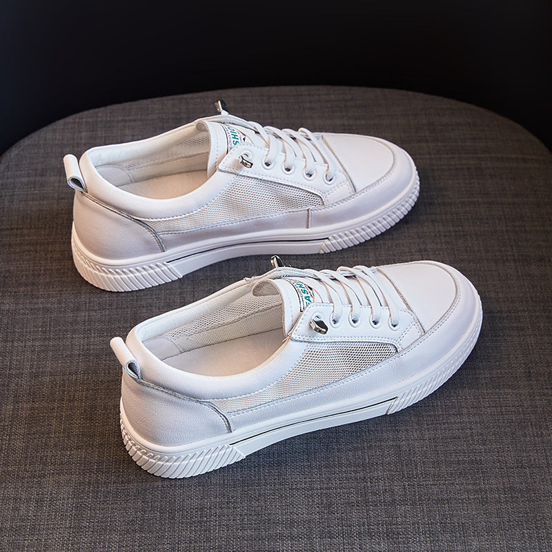 2024 New Women's Genuine Leather White Sneakers