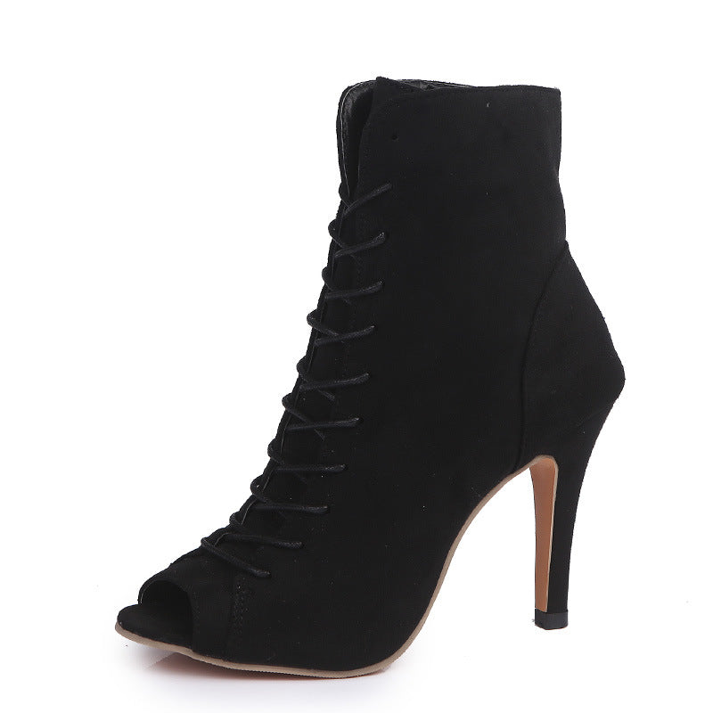 Elegant Suede Lace-Up Stilettos