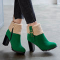 Elegant Suede Winter Heels with Lamb Fur