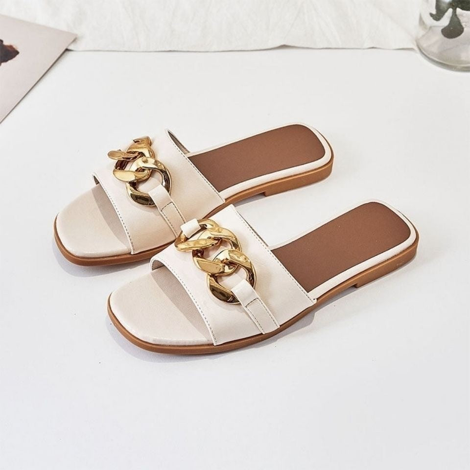 Elegant Chain-Link Slide Sandals