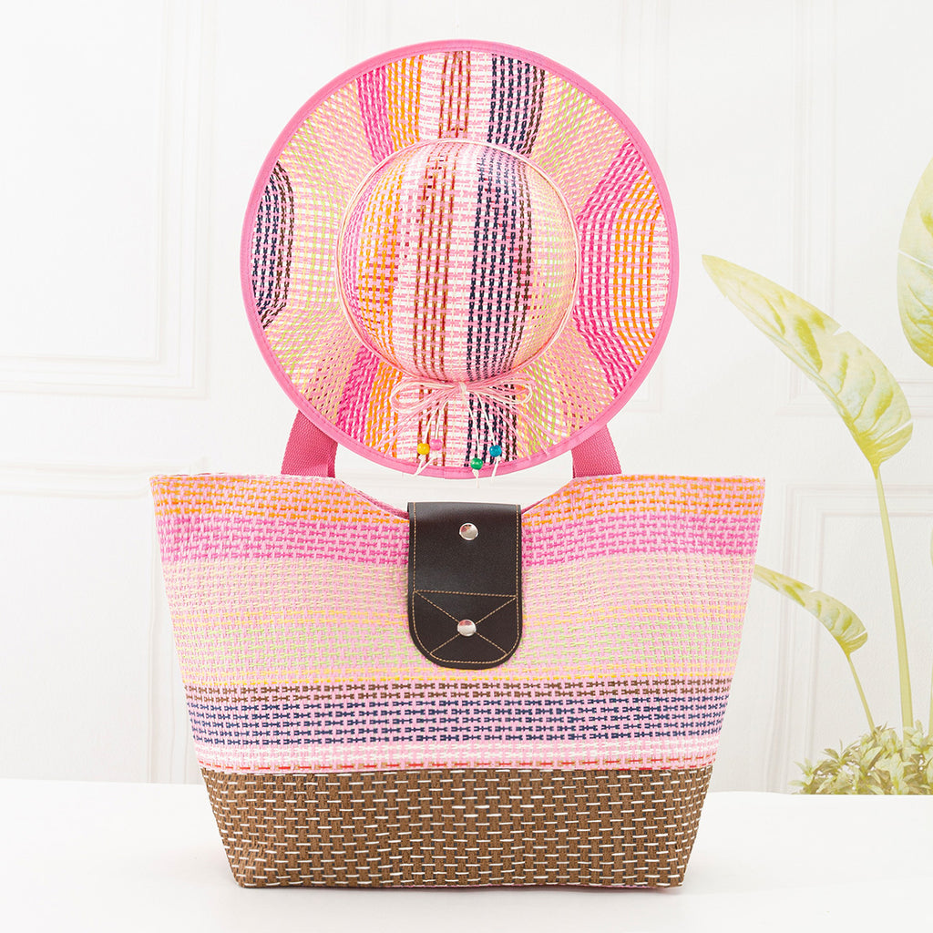 Fashionable Color-block Paper Bag for Women (Large)