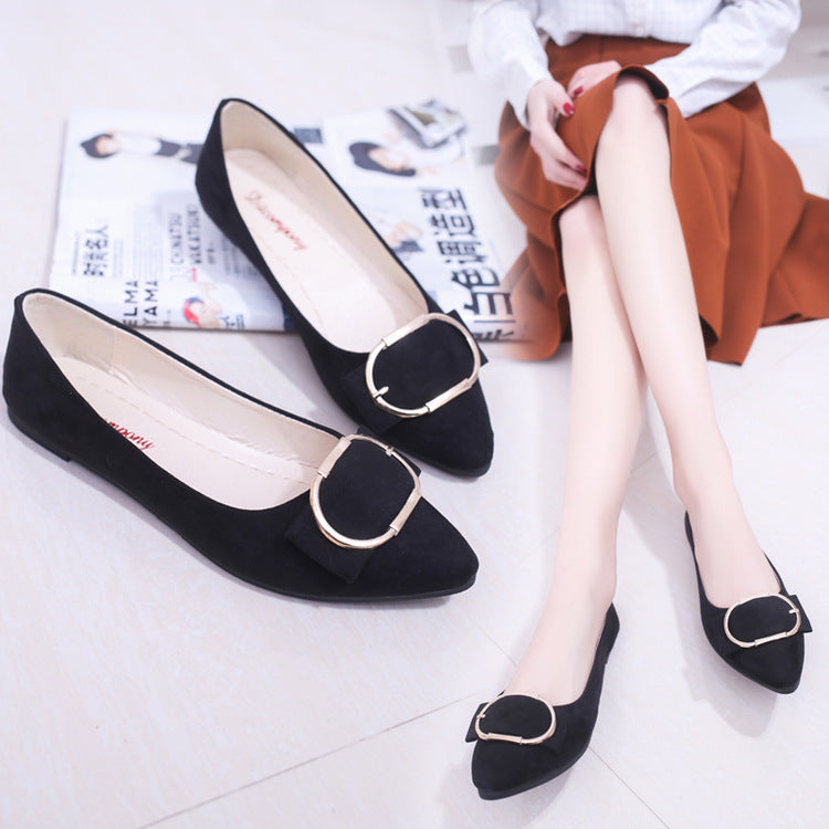 Korean Style Pointed Flat Shoes with Buckle (Comfortable)