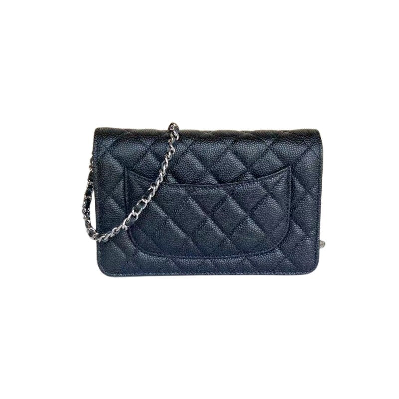 Chanel-Style WOC Women's Chain Shoulder Bag in Caviar Leather