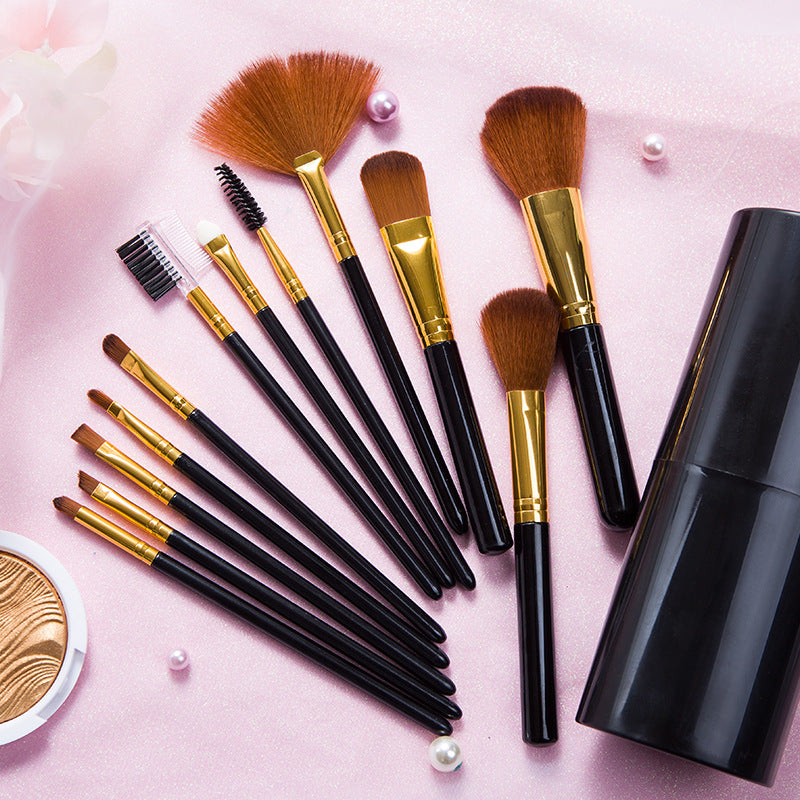Elegant 12-Piece Cosmetic Brush Ensemble