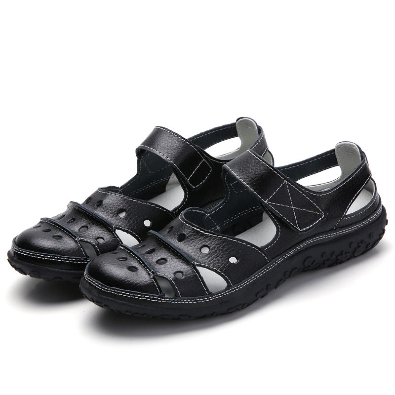 Women's Summer Leather Hollow Sandals - Breathable Comfort