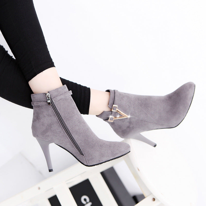 2018 Women's Pointed Toe High Heel Ankle Boots